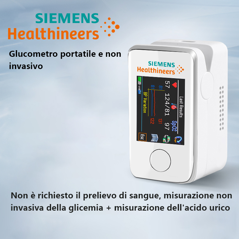 [Misuratore di glicemia multifunzione non invasivo] Rilevamento della glicemia, rilevamento dell'acido urico, rilevamento del polso, rilevamento della temperatura corporea, registrazione dei dati. Ampio schermo tattile. Connessione Bluetooth